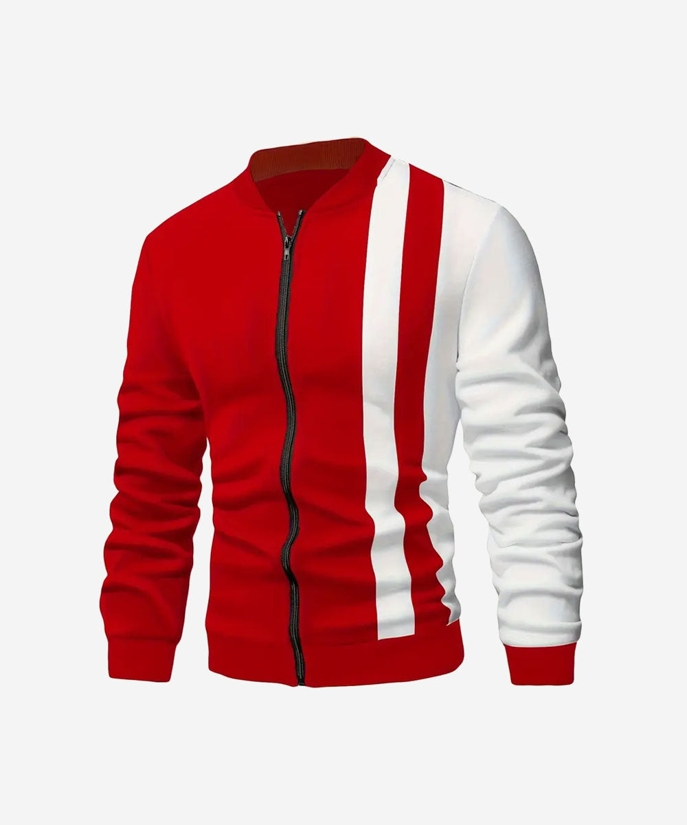 Men's Color Casual Baseball Collar Zipper Jacket